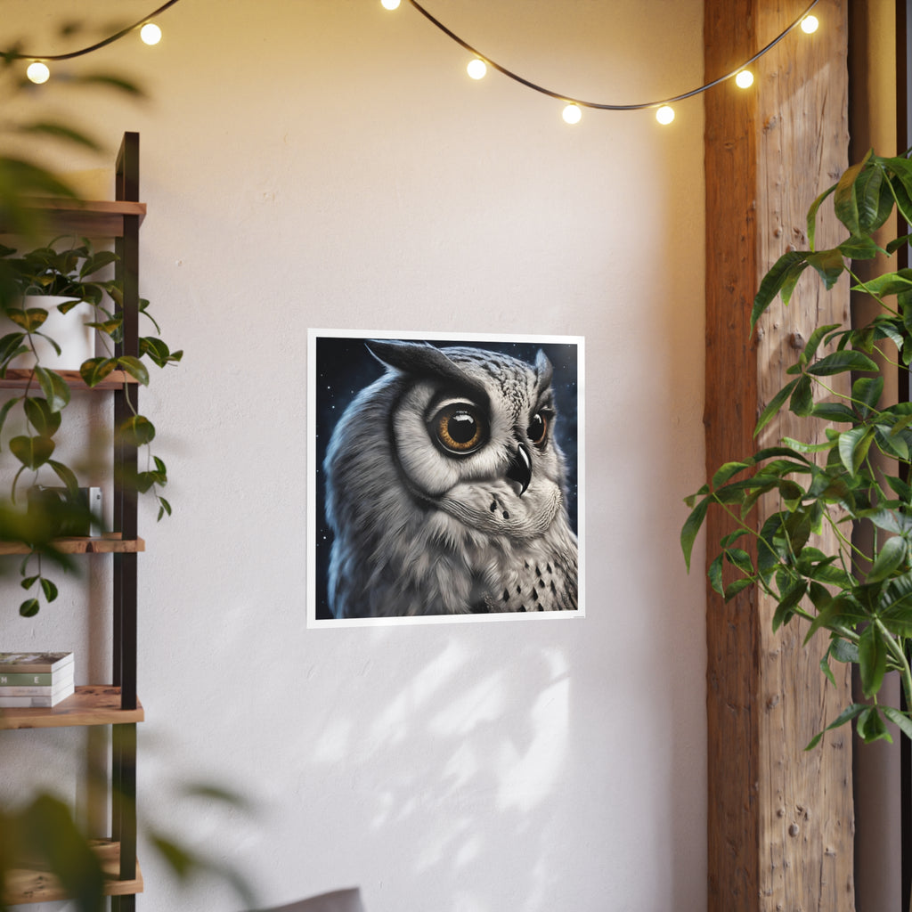 Night Owl Unframed Square Satin Poster for Wall Art - Photographic AI Art