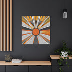 Sunburst Abstract Canvas Art — Orange Black Radiant Wall Decor