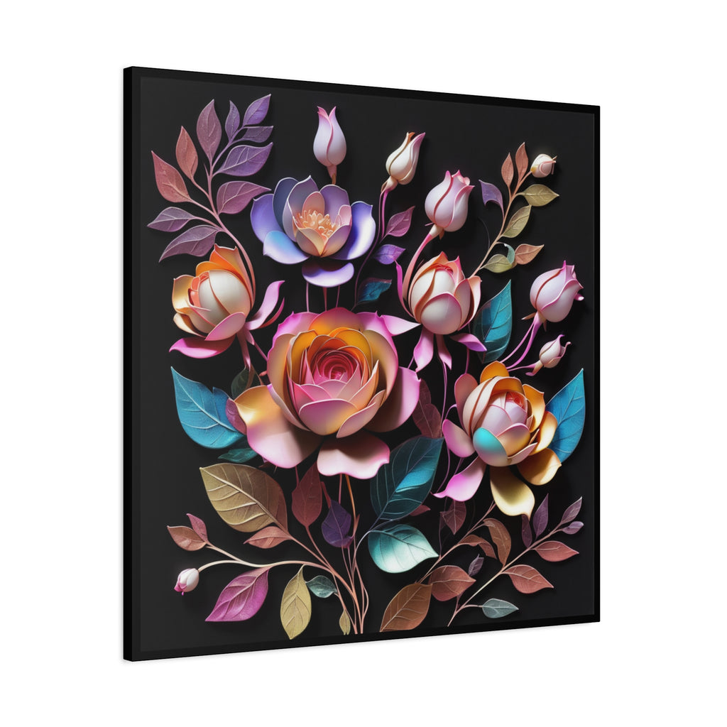 Floral 3D Wall Art Canvas - Elegant Moody Rose Design for Home Decor