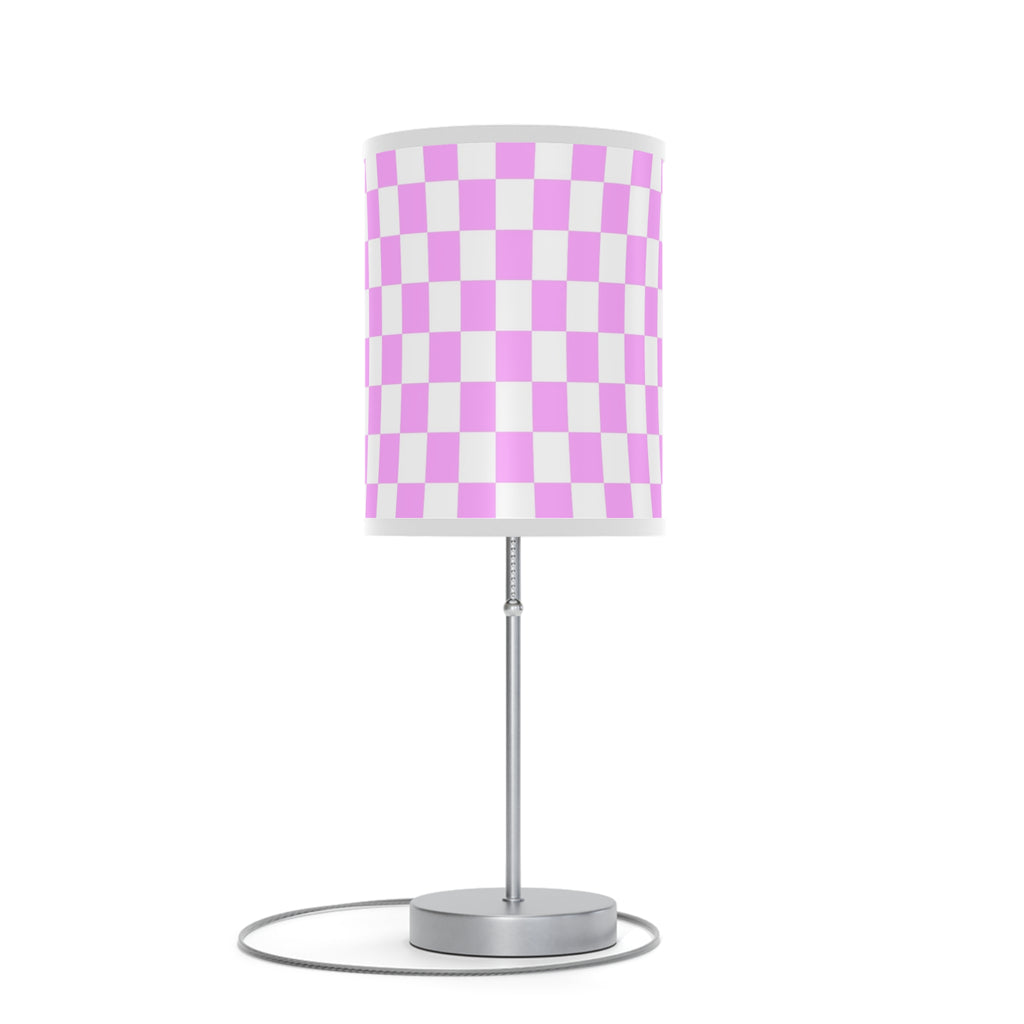 Pink Checkered Side Rable Lamp