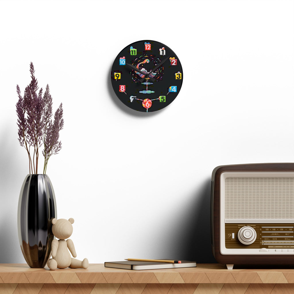 Cosmic Splash Acrylic Wall Clock — Colorful Numbered Modern Art Clock
