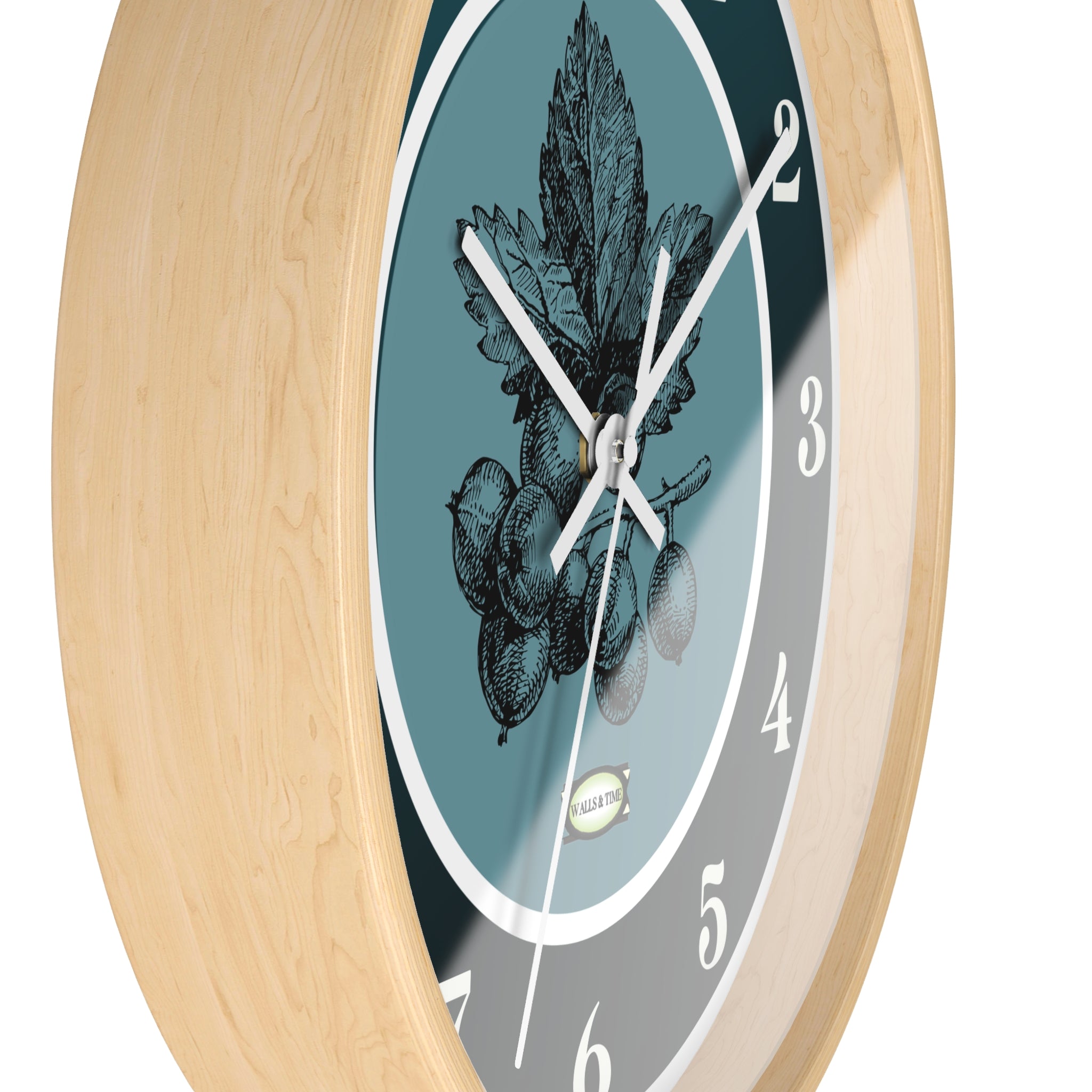 Botanical Chestnut Wall Clock — Vintage Plant Illustration Timepiece