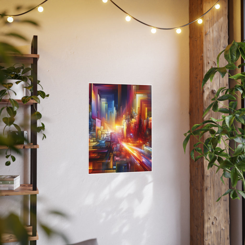 Abstract City Lights Photo Art Poster — Vibrant Futuristic Urban Wall Art