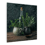 Herb Still Life Matte Canvas Wall Art — Rustic Kitchen Botanical Print