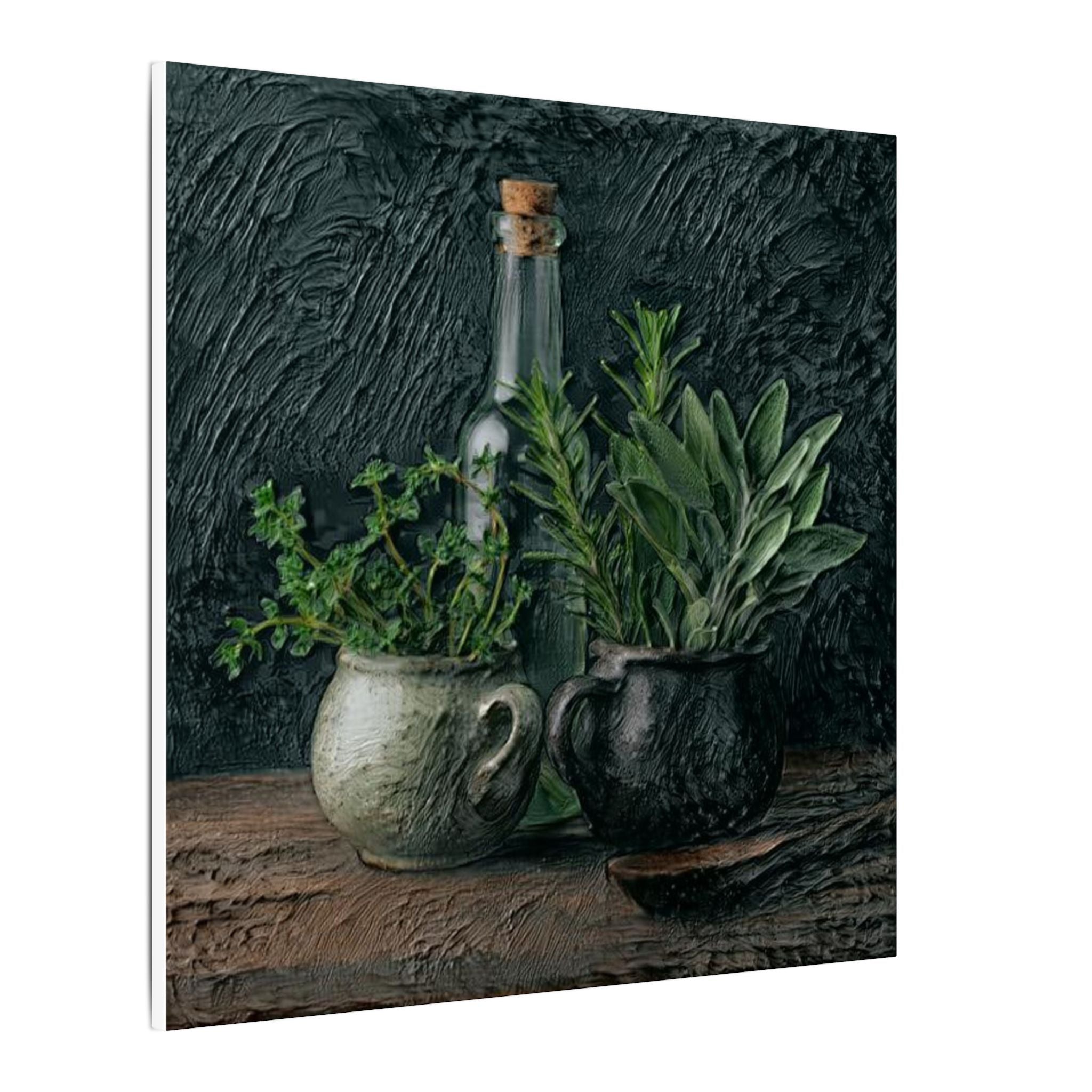 Herb Still Life Matte Canvas Wall Art — Rustic Kitchen Botanical Print