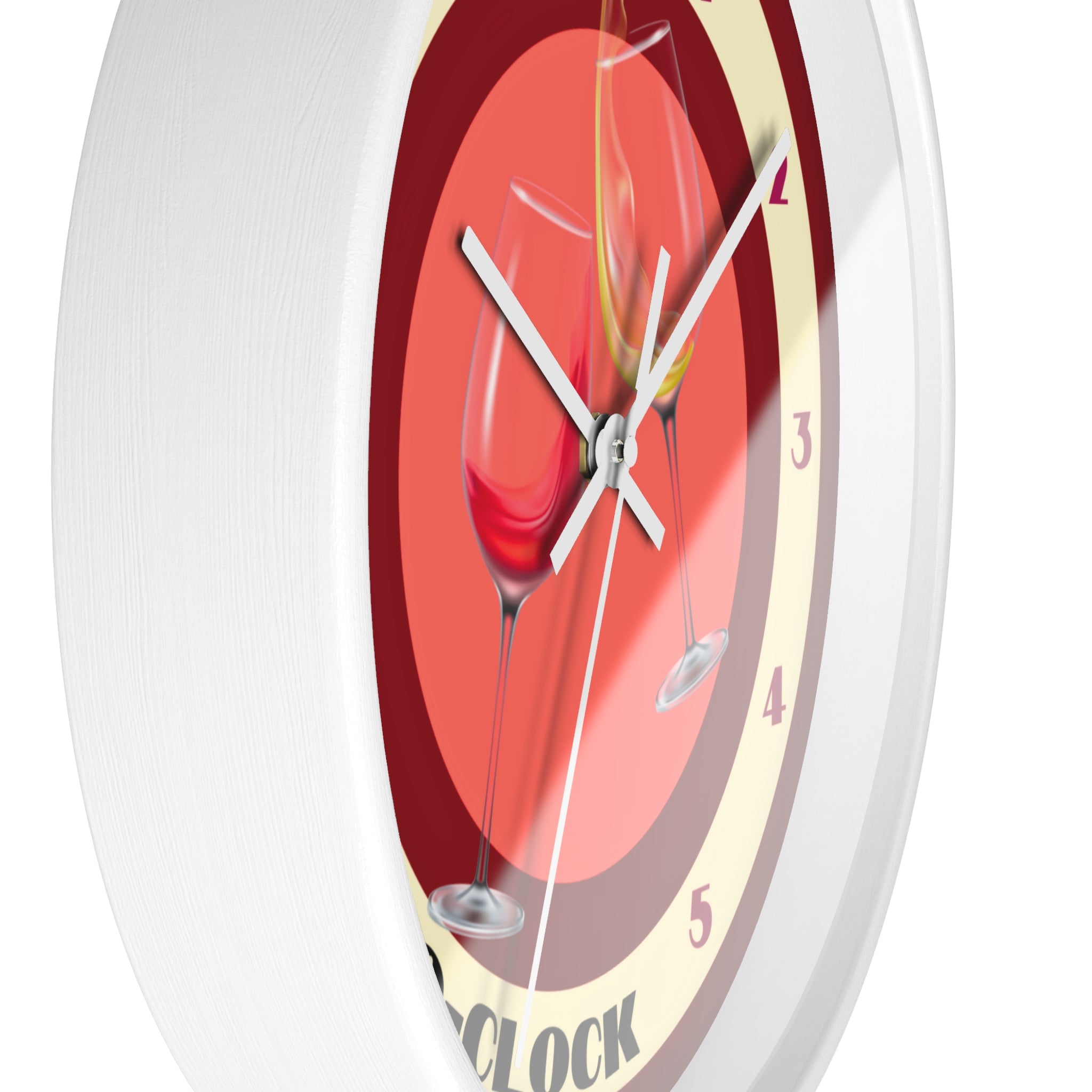 Wine O' Clock Framed Wall Clock - Silent 10in Round White Clock, Kitchen Decor, Home Wall Art, Wine Lover Gift, Rustic Farmhouse Clock