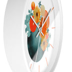 Wall Clock, with Abstract Art, Turquoise Orange