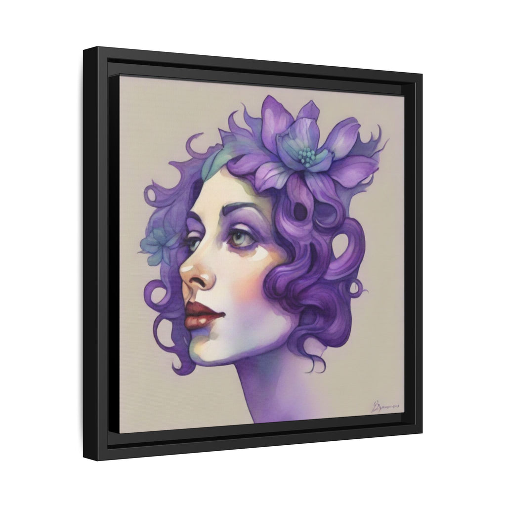 Purple Floral Portrait Matte Canvas Framed Wall Art