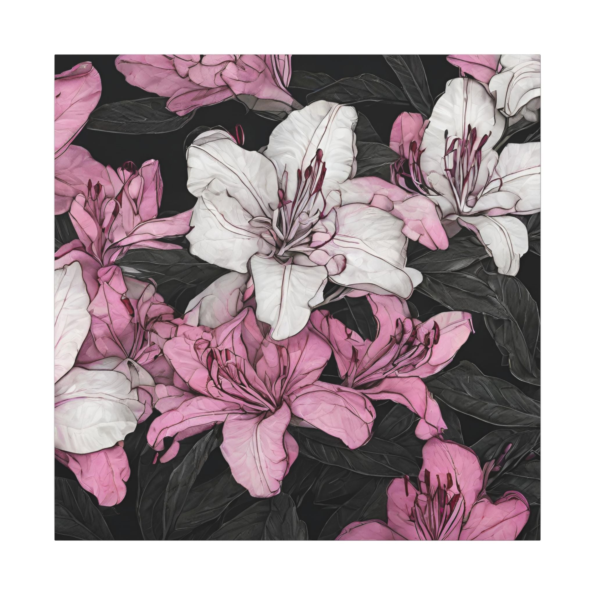 Pink & White Lily Matte Canvas Wall Art — Floral Stretched Canvas Print