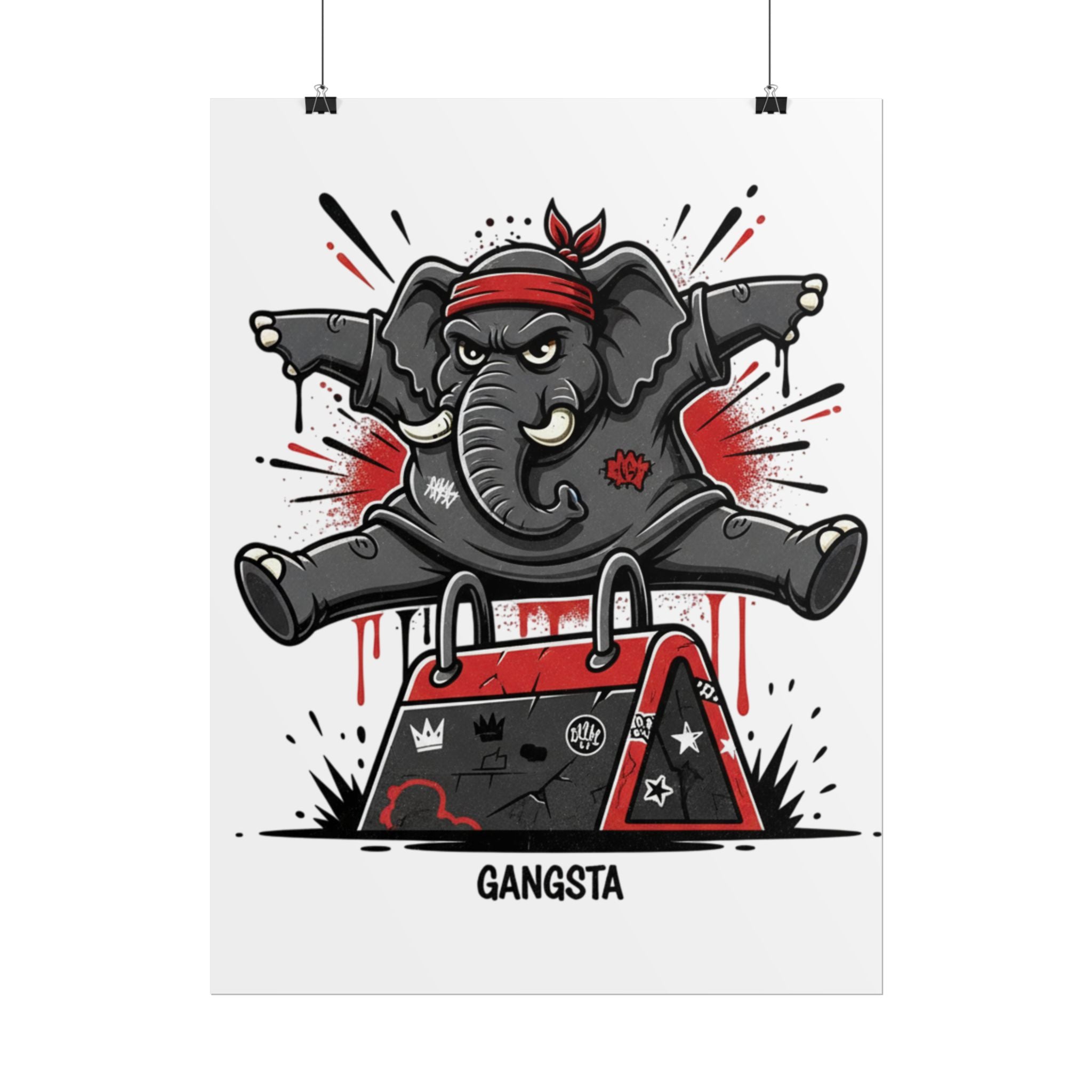 Gangsta Gymnastics Elephant Poster — Fun Motivational Wall Art for Kids & Teens