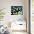 Snorkeling Bearded Dragon Print, Framed Canvas
