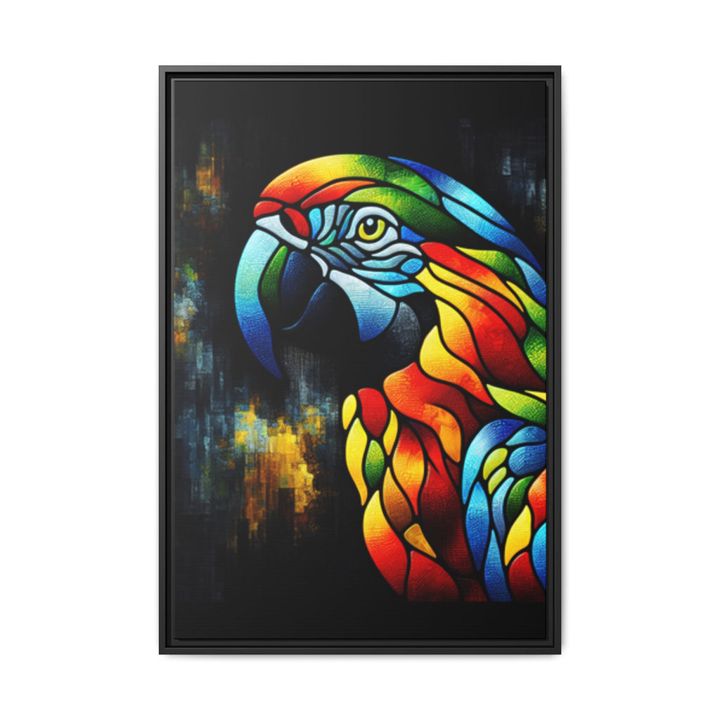 Mosaic Style Parrot Framed Canvas Art Print