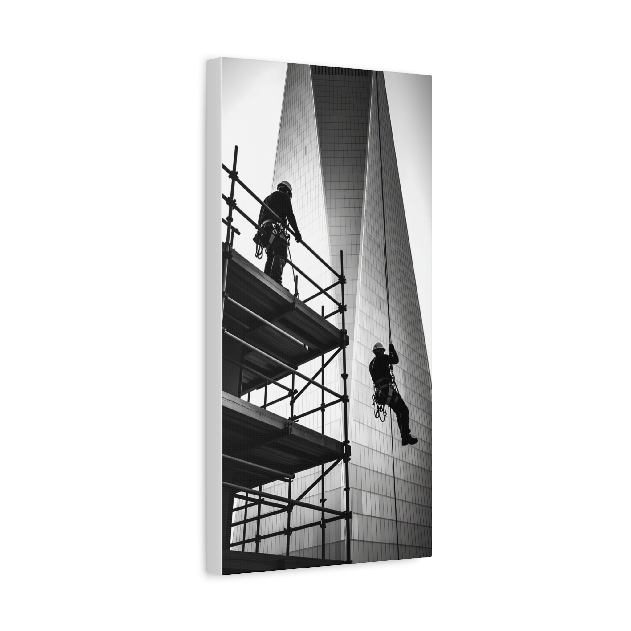 Construction Workers on Scaffolding Matte Stretched Canvas Print 2