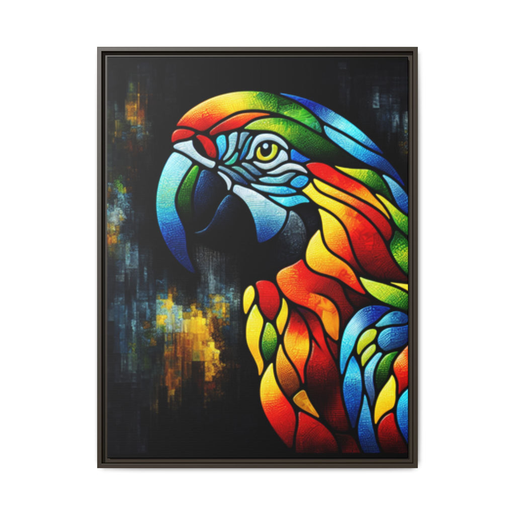 Mosaic Style Parrot Framed Canvas Art Print