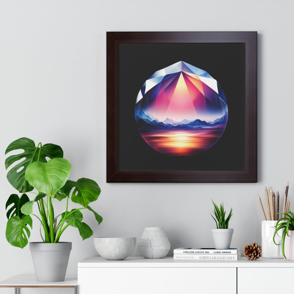 Framed Poster - Landscape Image Faceted Jewel Design