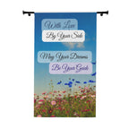 Inspirational Floral Window Curtain — "With Love By Your Side, May Your Dreams Be Your Guide"