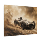 Vintage Racecar Wall Art Canvas – Sepia Classic Motorsport Print