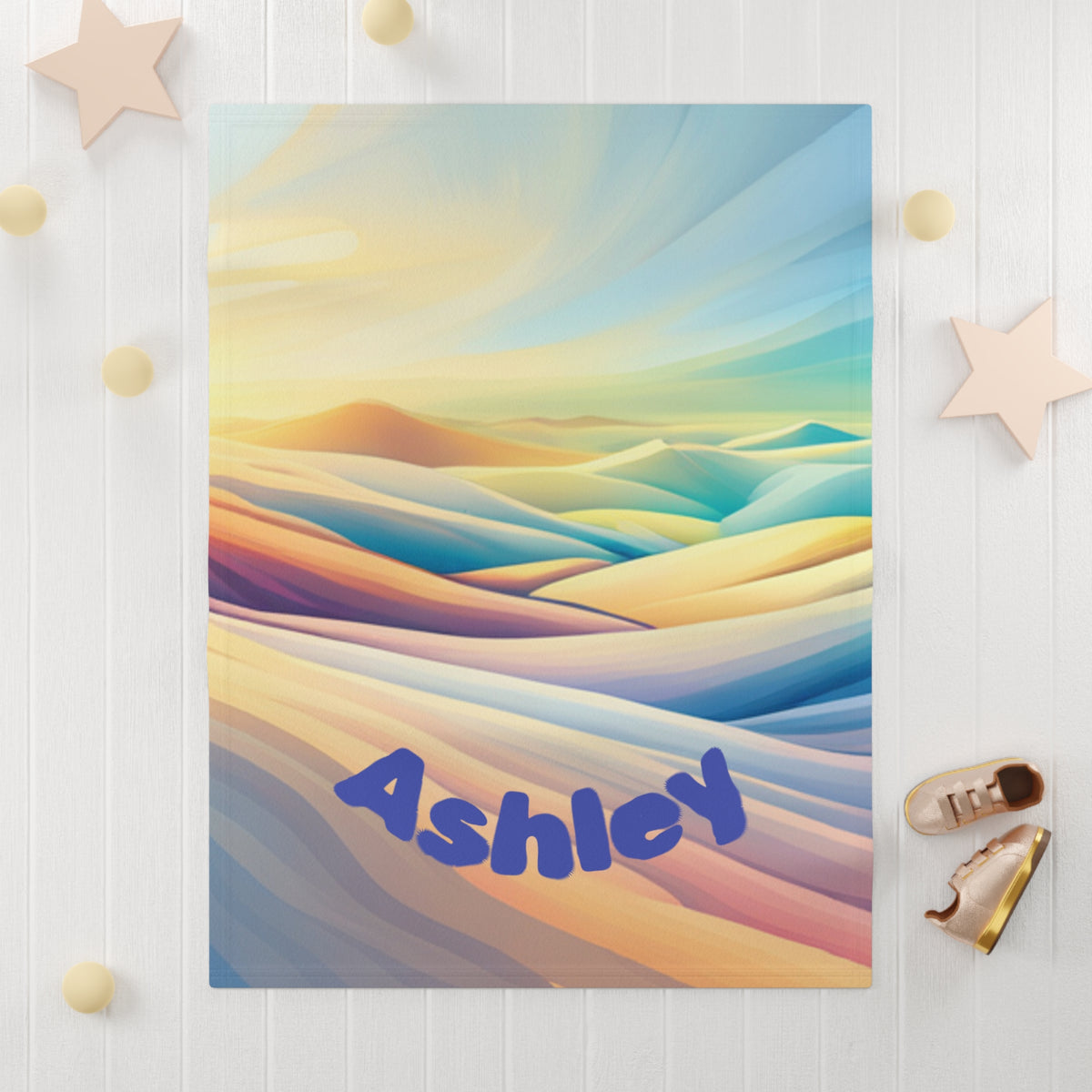 Children's Fleece Blanket — Custom Name & Date, Magical Landscape Design - WALLS & TIME