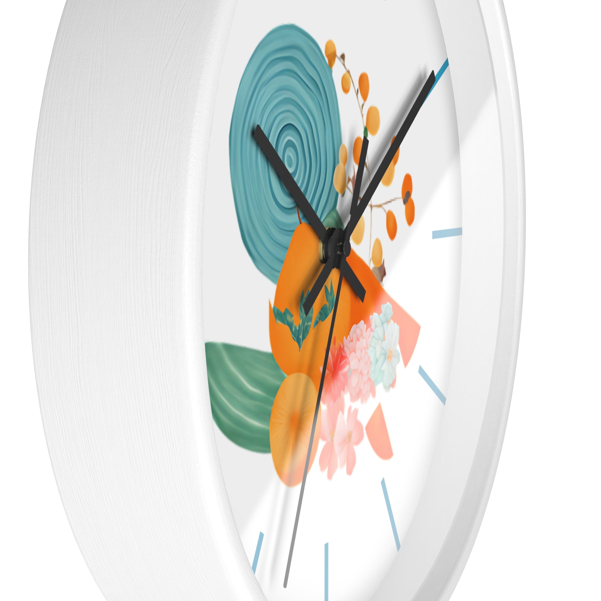 Wall Clock,  Abstract Art, Turquoise Orange