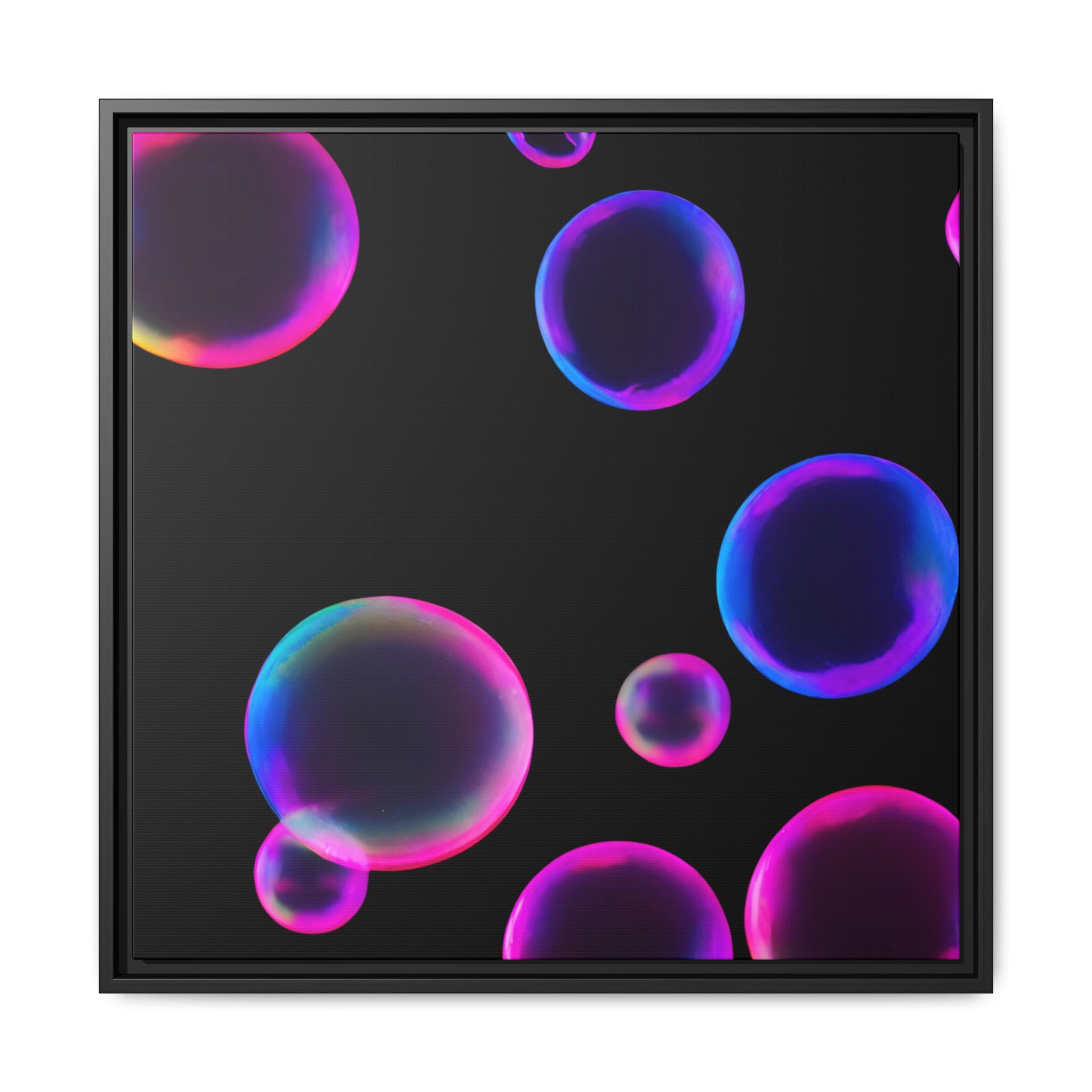 Neon Bubbles Art Print on Canvas Framed Black Light Effect
