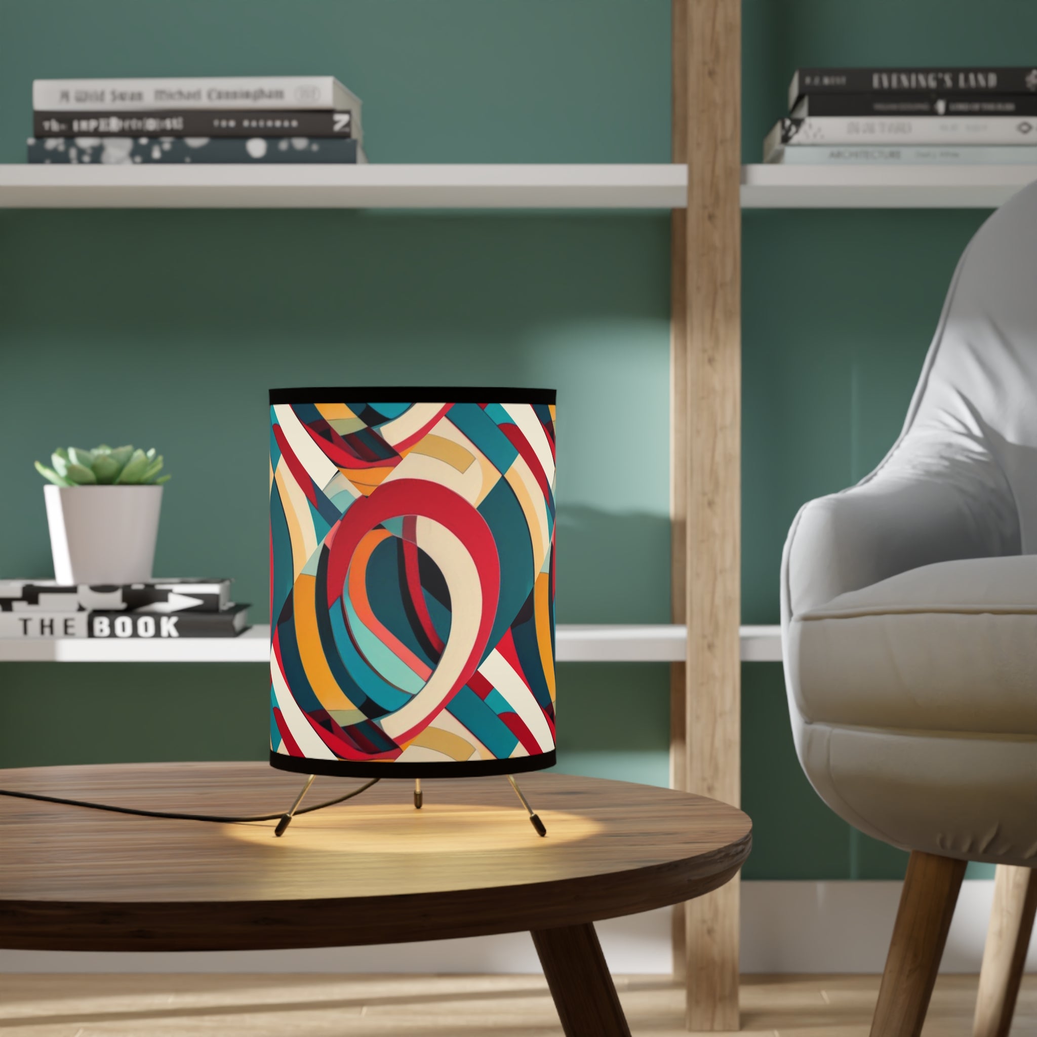 Stylish Tripod Lamp, Modern Abstract Design, Contemporary Table Lamp or Night Light