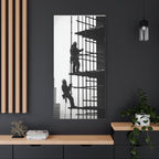 Construction Workers on Scaffolding Matte Stretched Canvas Print