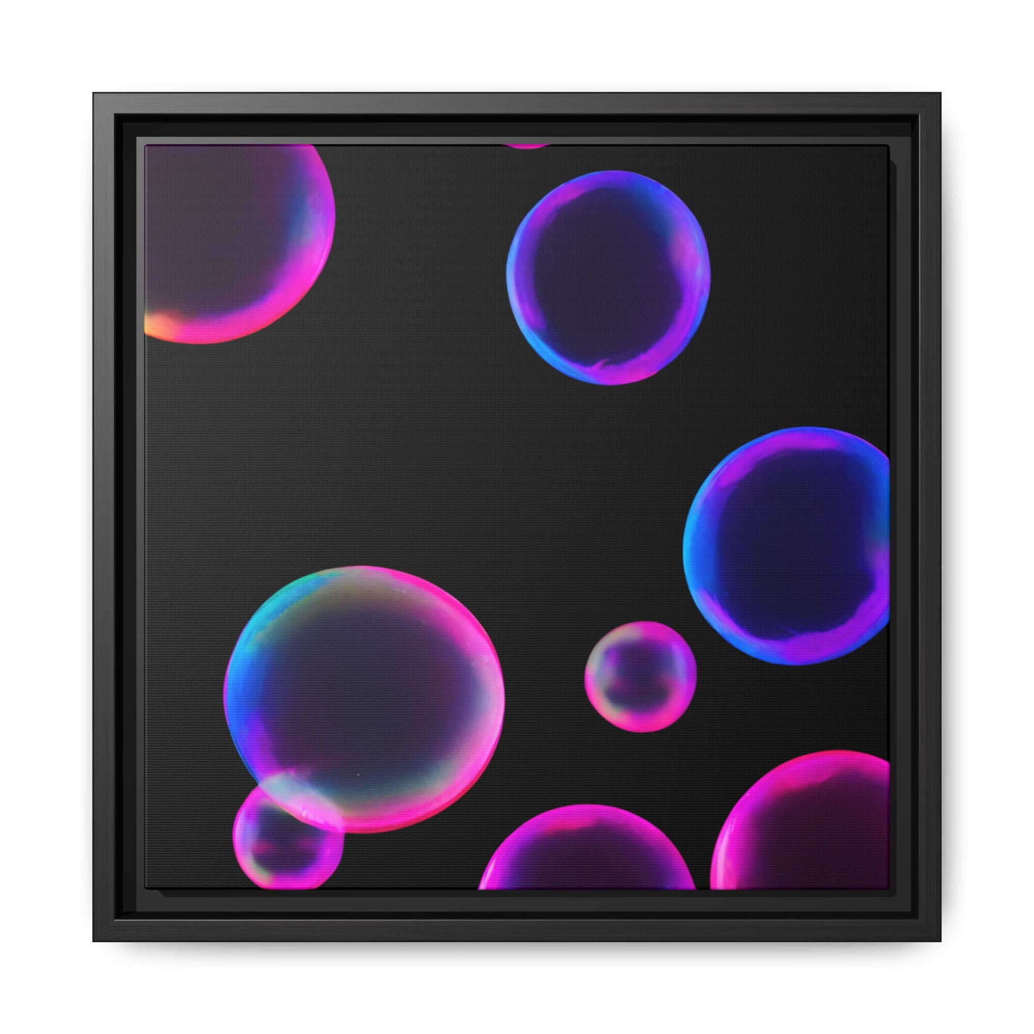 Neon Bubbles Art Print on Canvas Framed Black Light Effect