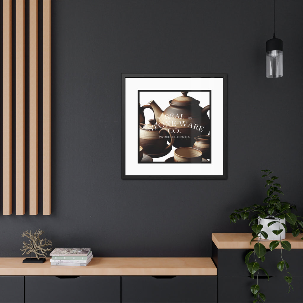 Elegant Framed Ceramic Teapot Poster - Art for Home Decor