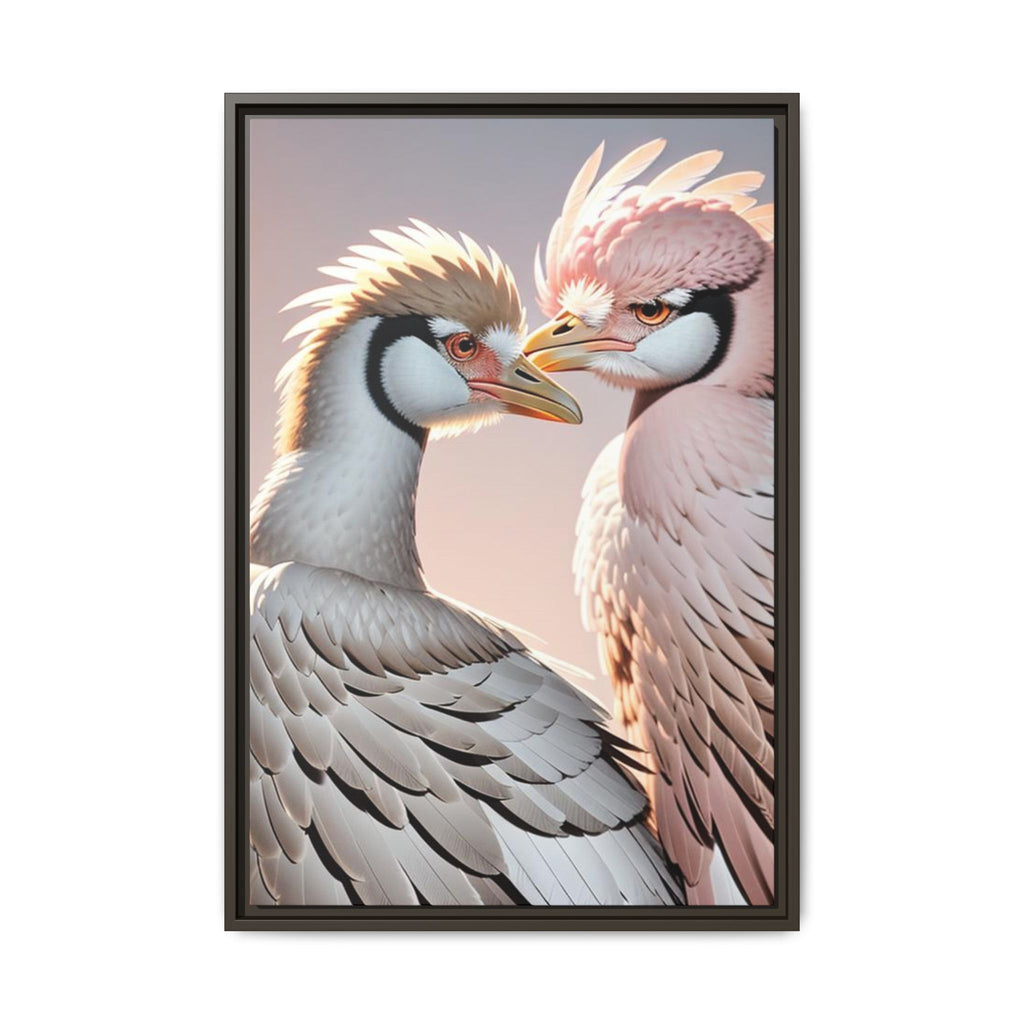 Framed Canvas Art Print - Ostrich Love