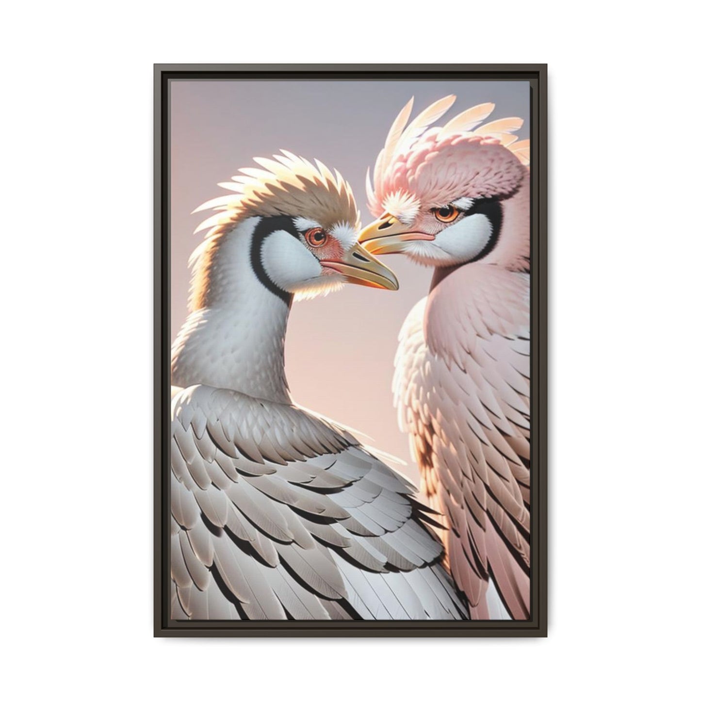 Framed Canvas Art Print - Ostrich Love