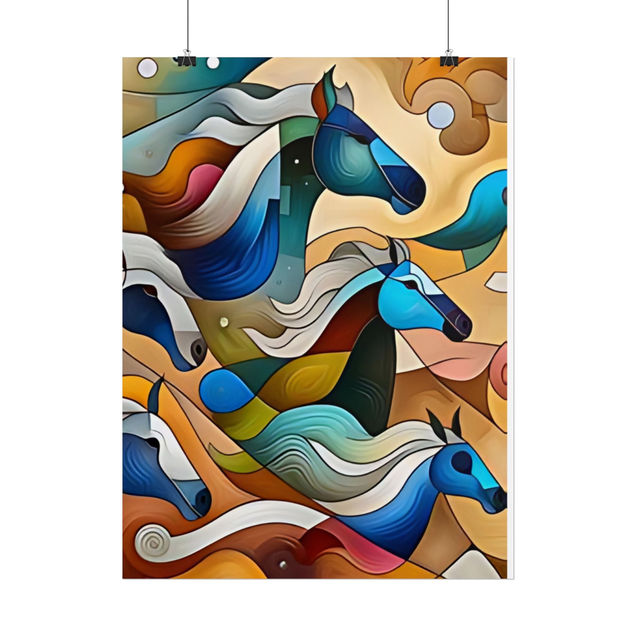 Jewel-Tone Horse Racing Poster — Rolled Unframed Prints (Multiple Papers & Sizes)