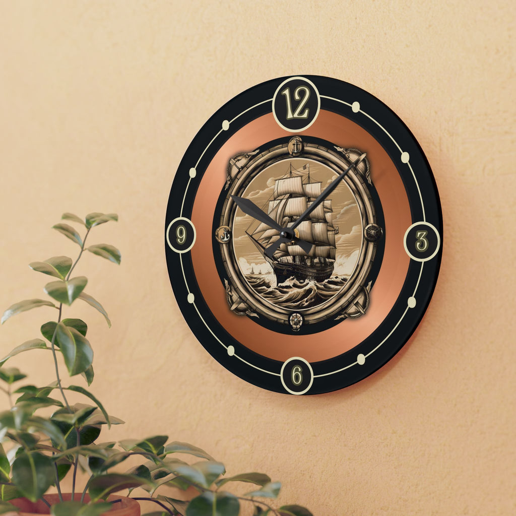 Vintage Styled Ship Acrylic Wall Clock