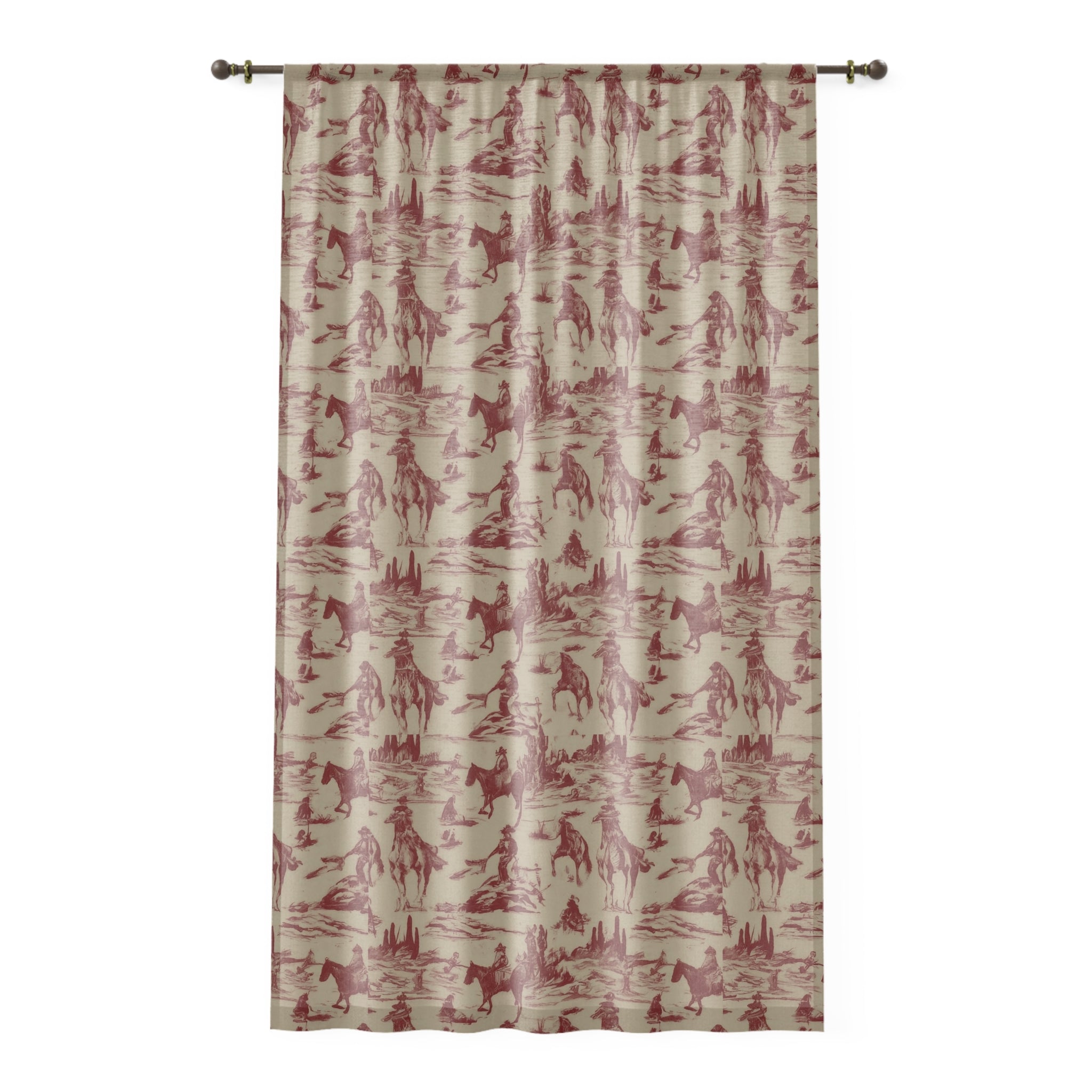 Rustic Country Scene Toile Window Curtain