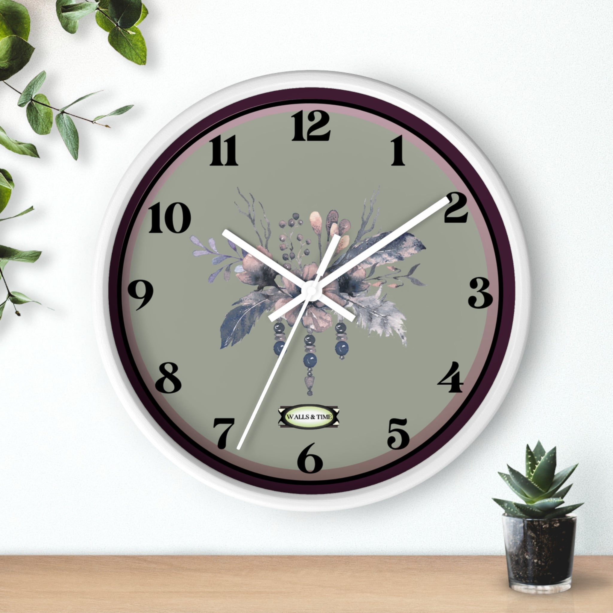 Botanical Vintage Wall Clock — Floral Bouquet Timepiece for Living Room & Kitchen