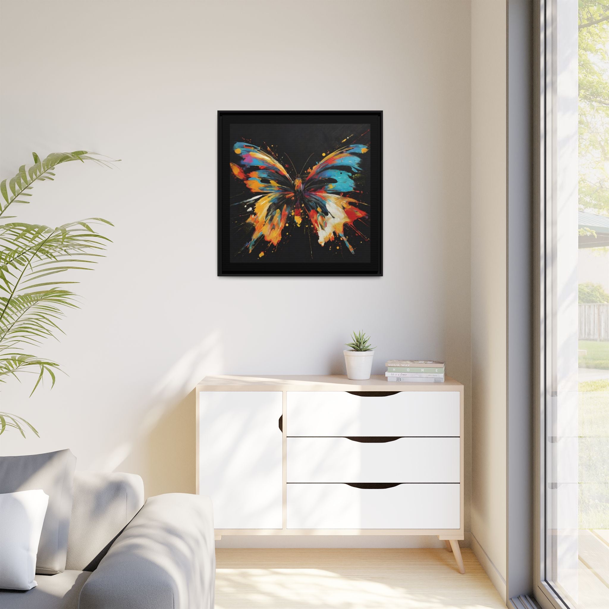 Framed Butterfly Art Print on Canvas