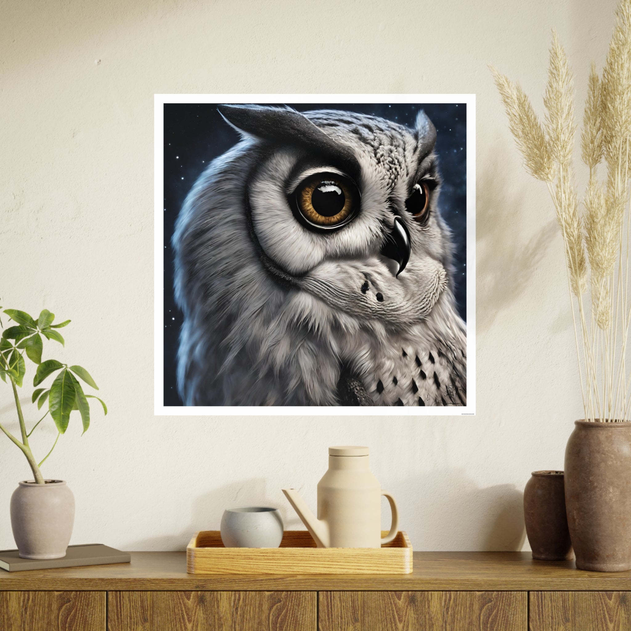 Night Owl Unframed Square Satin Poster for Wall Art - Photographic AI Art