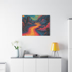 Vibrant Retro Landscape Canvas Print - Bohemian Wall Art
