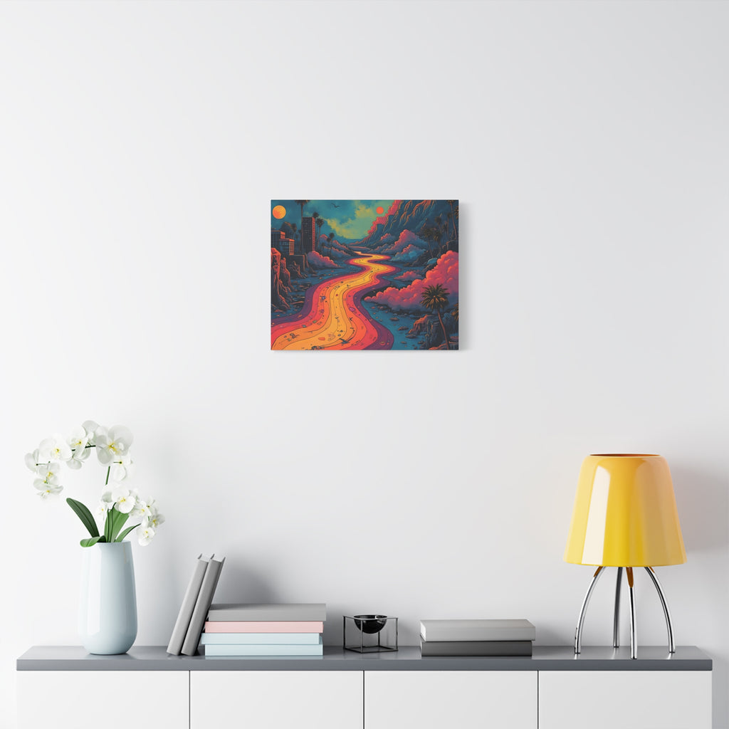 Vibrant Retro Landscape Canvas Print - Bohemian Wall Art