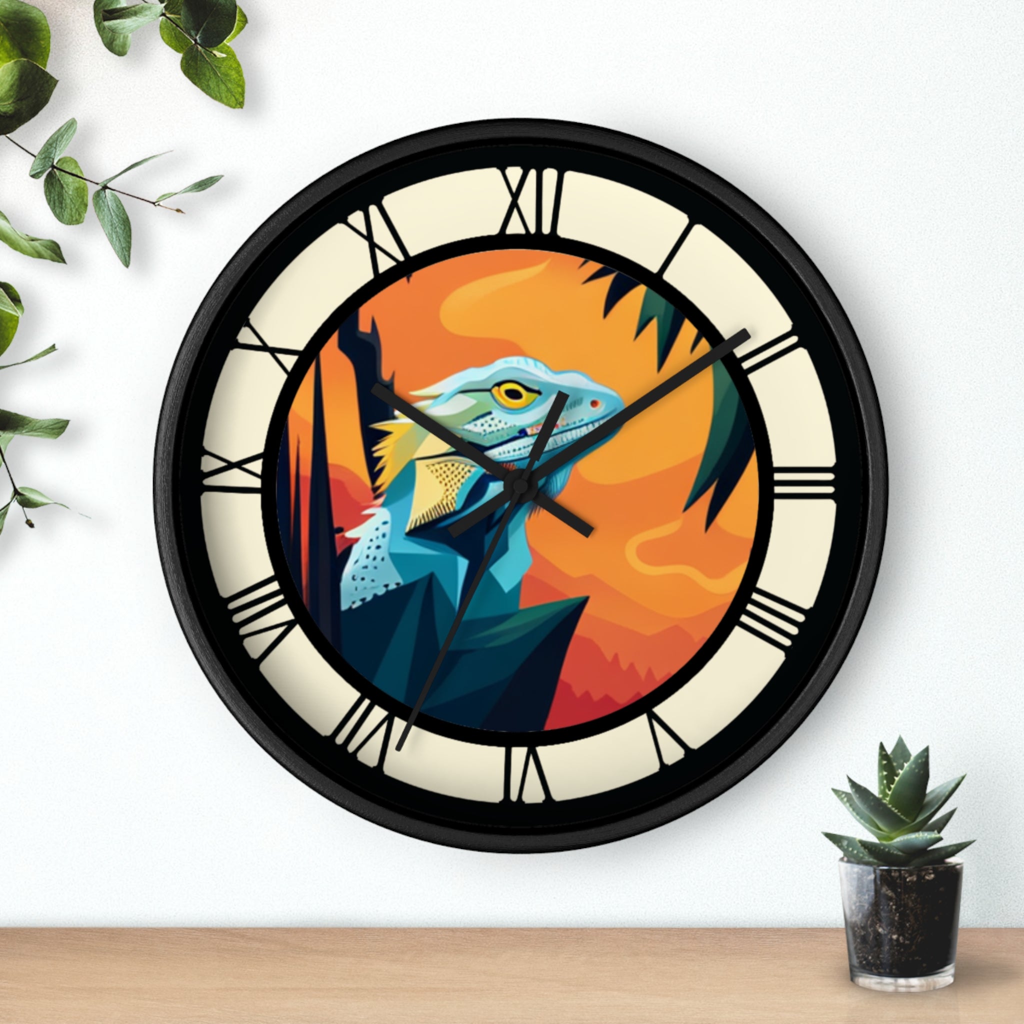 Bearded Dragon Wall Clock with Roman Numerals
