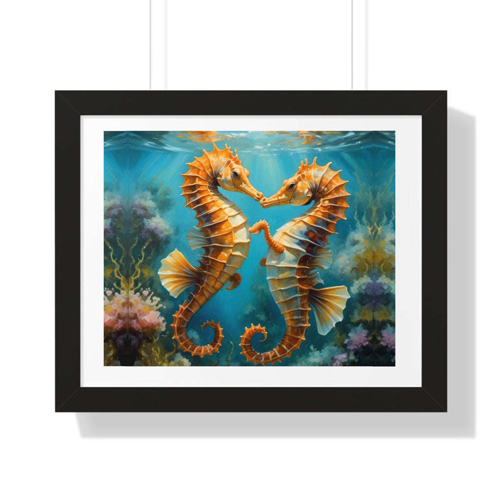 Framed Poster Seahorses in Love