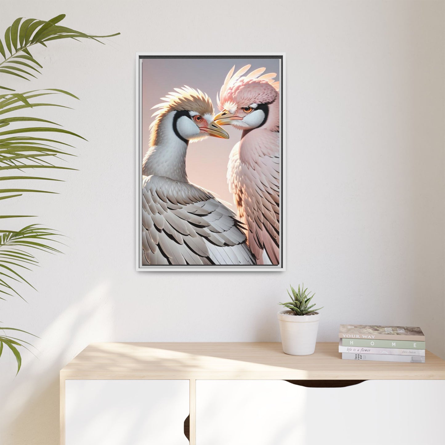 Framed Canvas Art Print - Ostrich Love