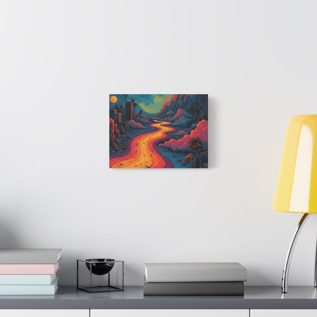 Vibrant Retro Landscape Canvas Print - Bohemian Wall Art