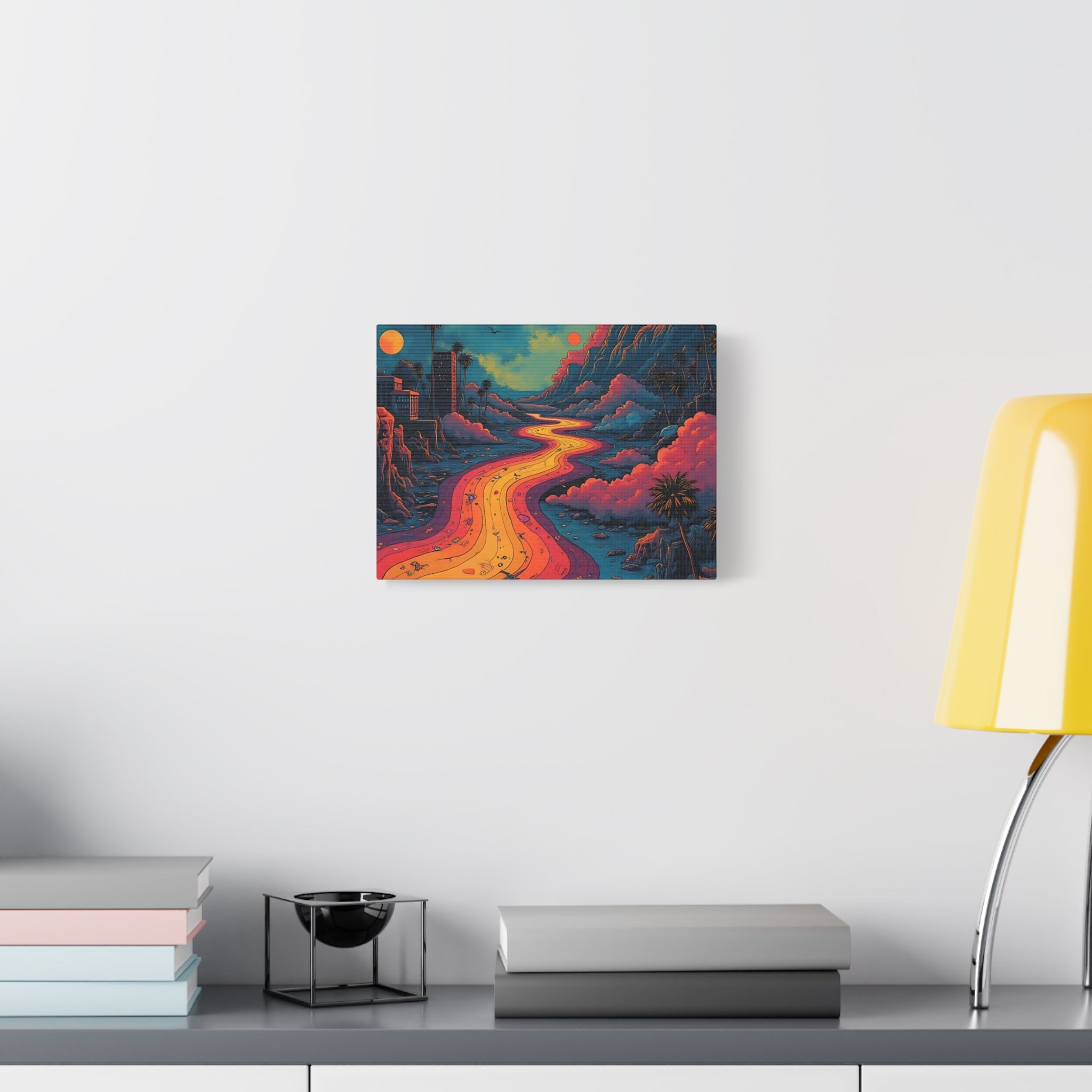 Vibrant Retro Landscape Canvas Print - Bohemian Wall Art