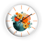 Wall Clock, with Abstract Art, Turquoise Orange