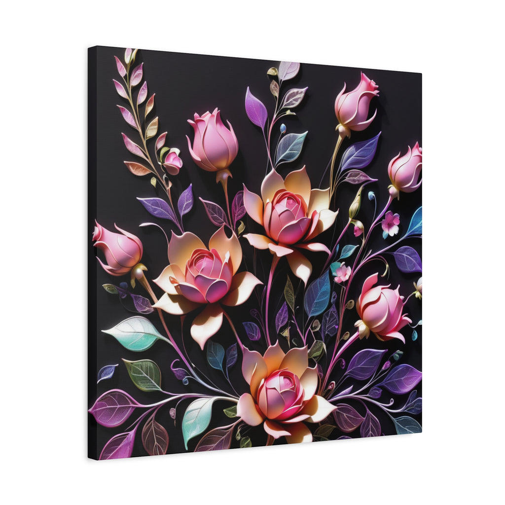 Metallic Floral 3D Canvas Print