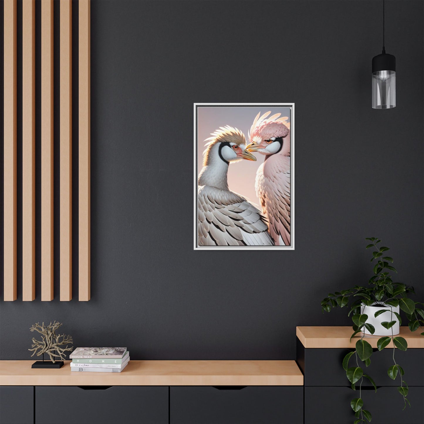 Framed Canvas Art Print - Ostrich Love