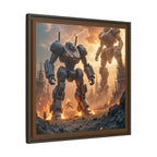 Framed Matte Canvas - Giant Mech Battle Scene Wall Art