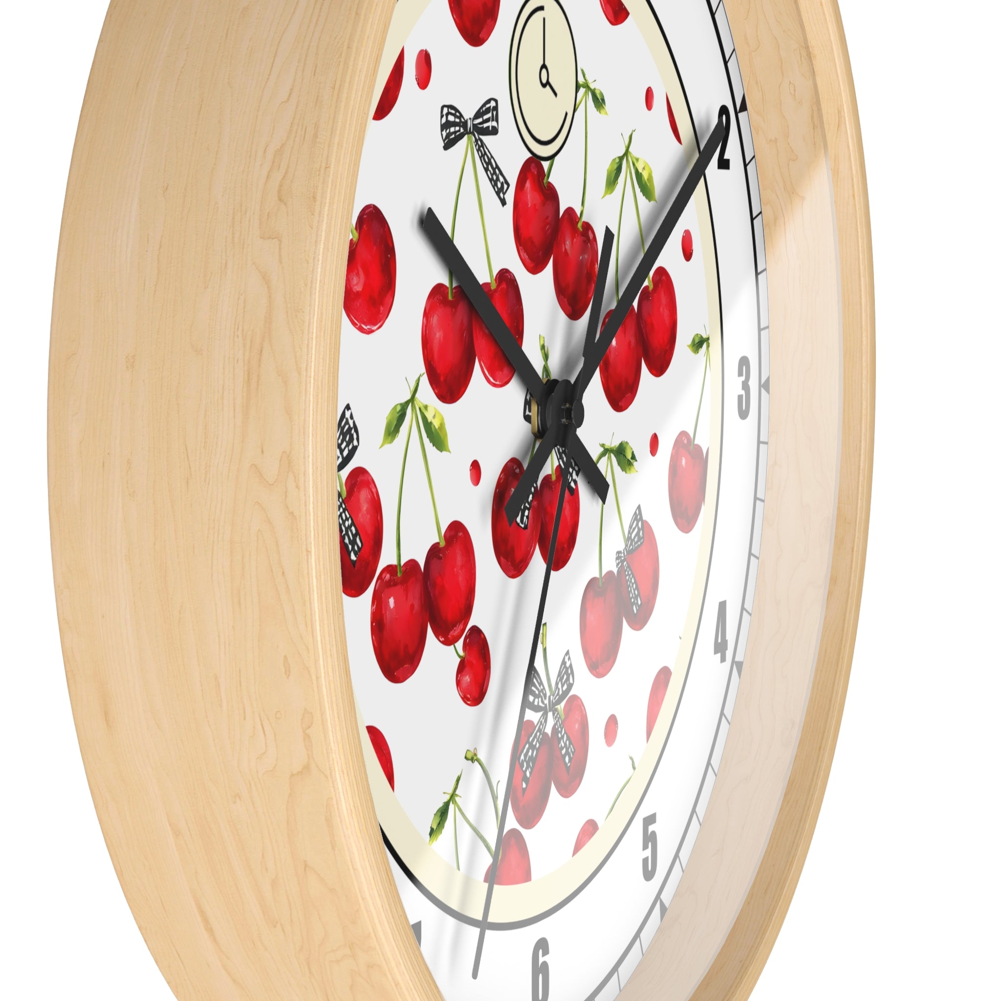 Cherry Blossom Wall Clock - Vintage Kitchen Decor, Fruit Theme Gift, Timepiece for Home & Farmhouse, Cute Gift for Garden Lovers