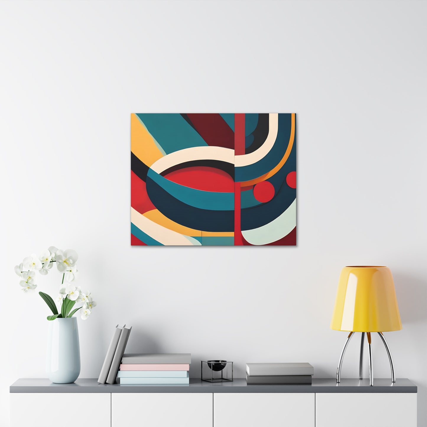 Mid Century Modern Abstract Art Print on Unframed Canvas