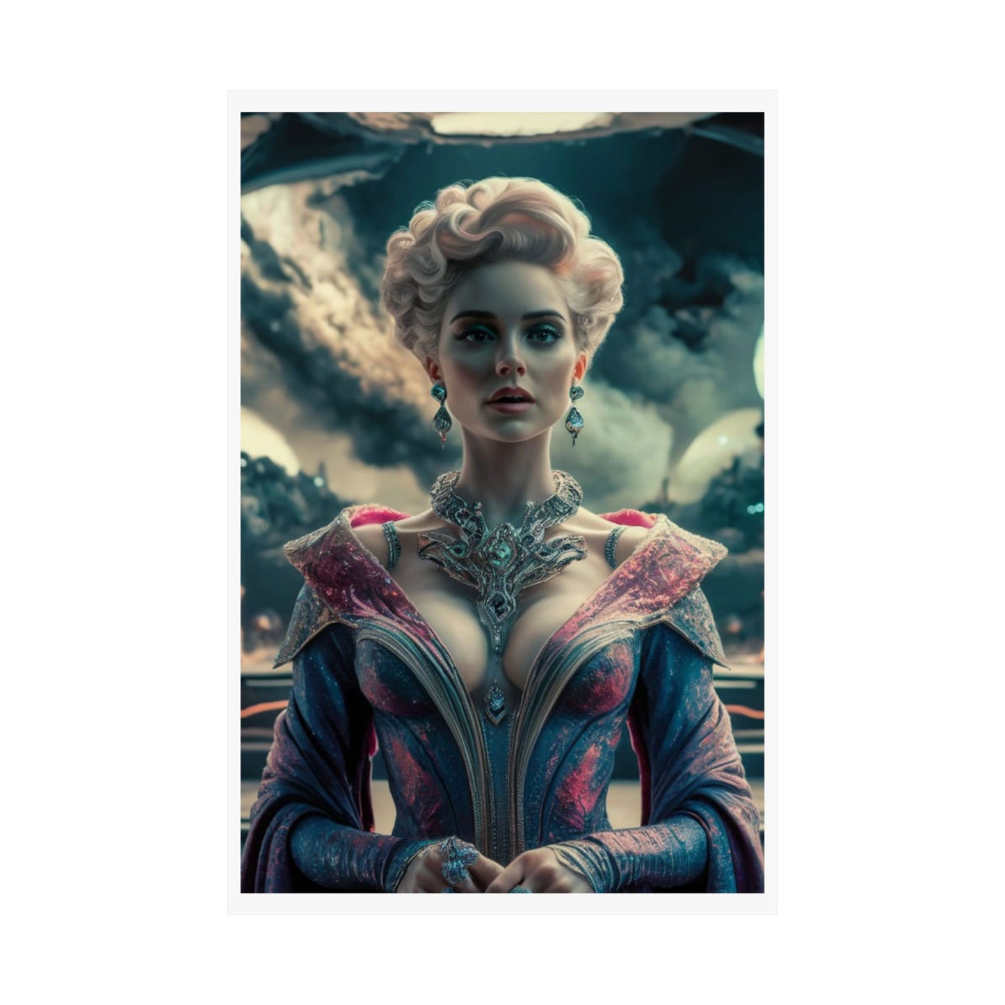 Unframed Gicleé Fine Art Print Poster, Decorative Fantasy Futuristic Woman